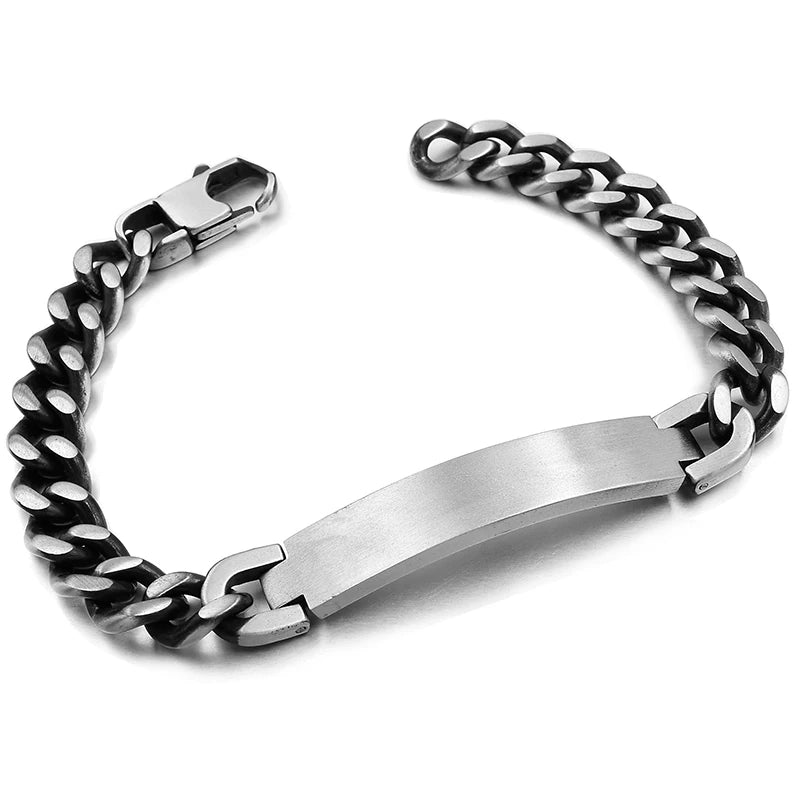 pulseira de identificação de aço inoxidável para homens jóias masculina pulseira,