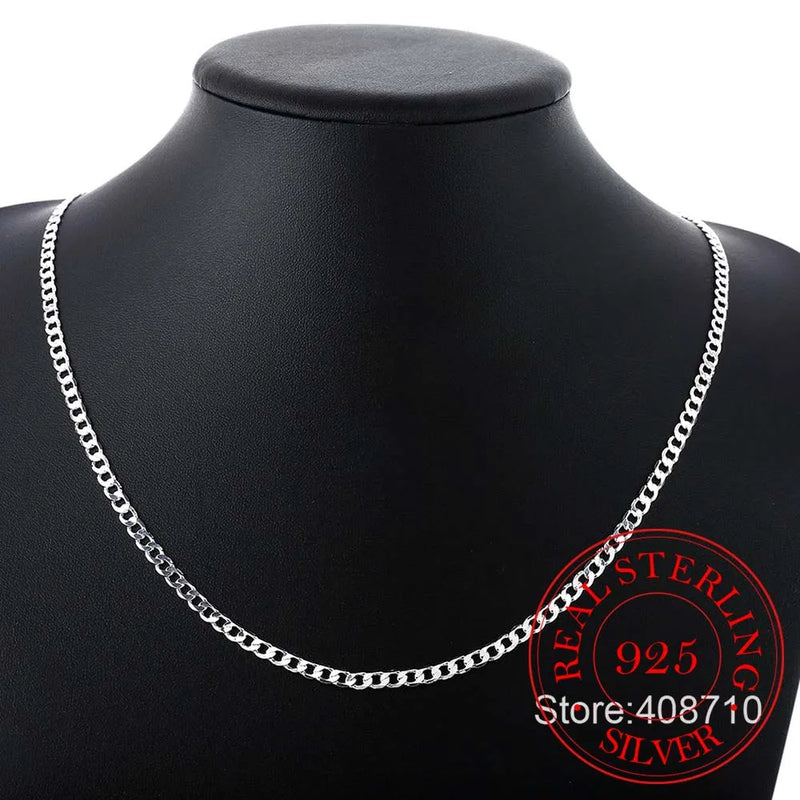 Colar Mulheres Meninas Jóias Colar Collier Collares Mujer Kolye 40 cm-75 cm 4mm 925