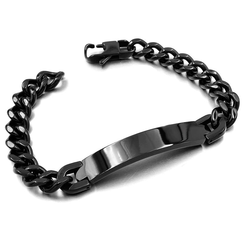 pulseira de identificação de aço inoxidável para homens jóias masculina pulseira,